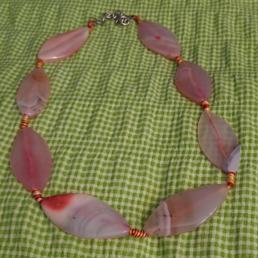 2/$22, Pink Agate Power Necklace (20" - 22")